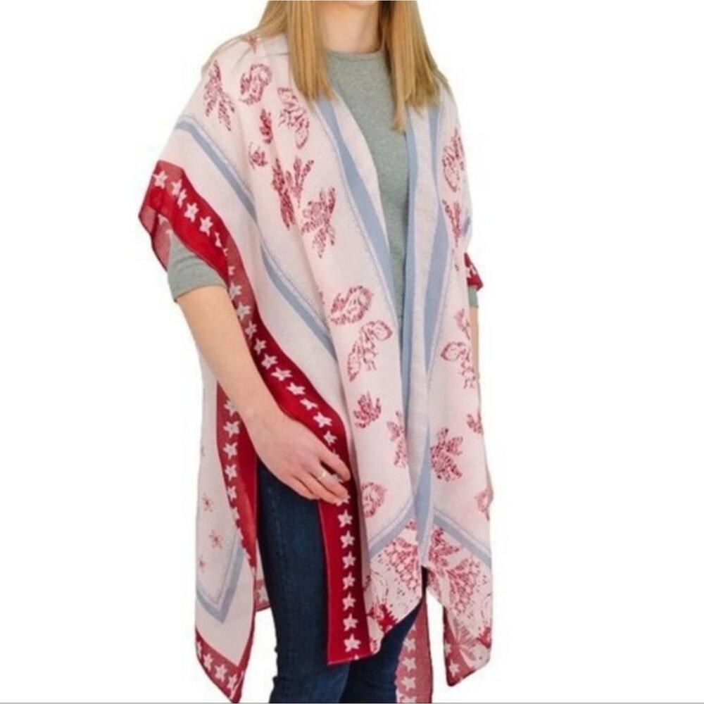 Save the Ocean Red Stripe Kimono Cover Up One Size Lightweight Beach Boho Layer